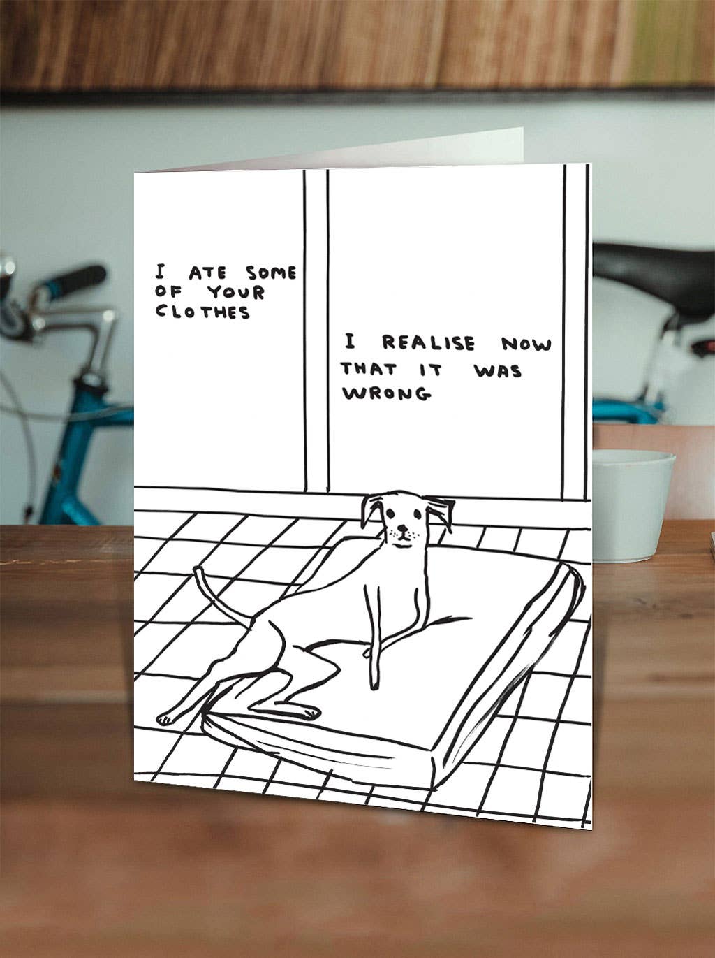 Funny David Shrigley Greetings Card - Ate Your Clothes