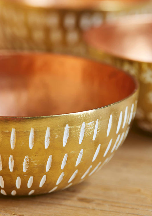 Hammered Bowl Brass Plated