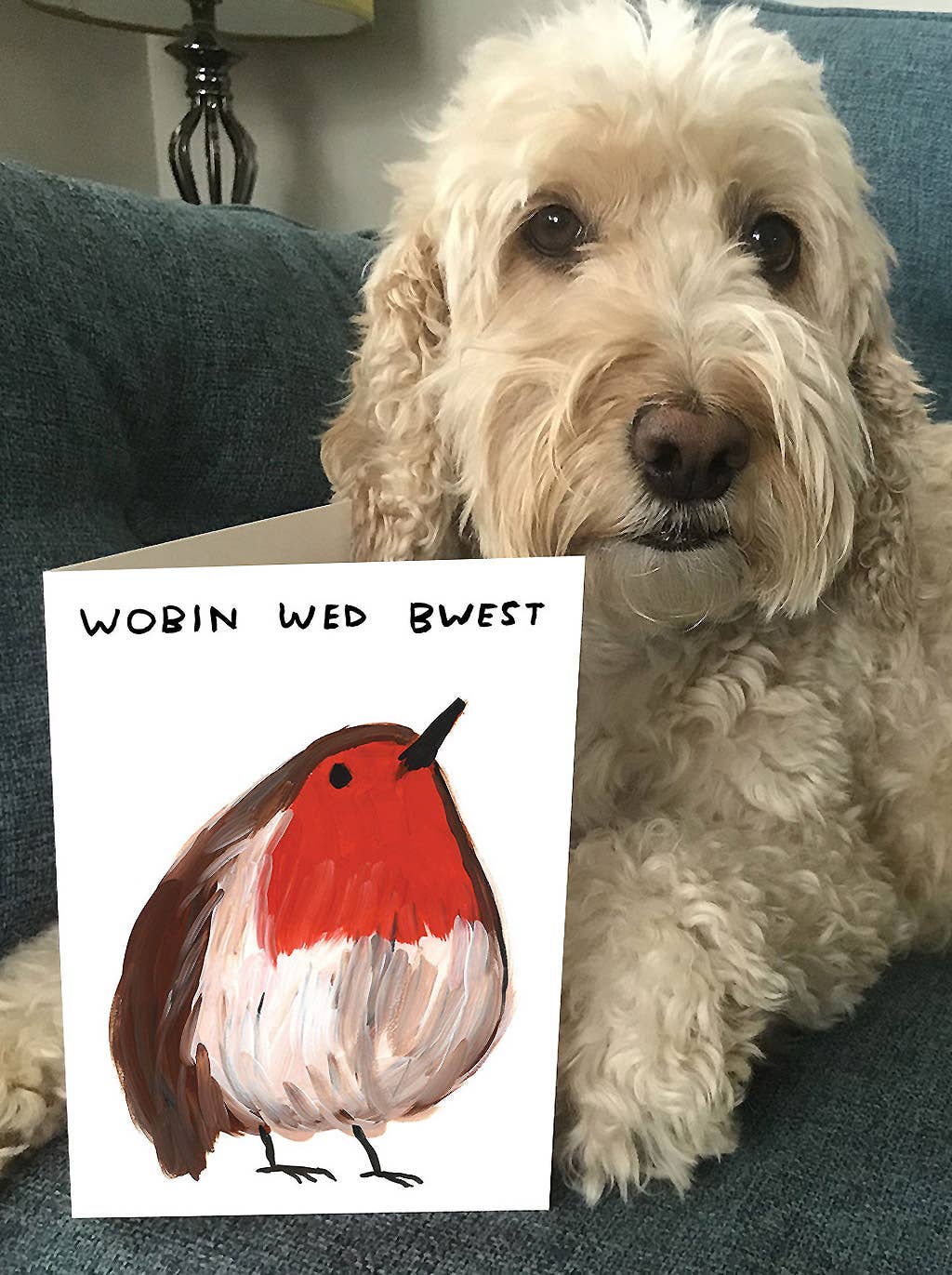 David Shrigley Funny Christmas Card - Wobin Wed Bwest