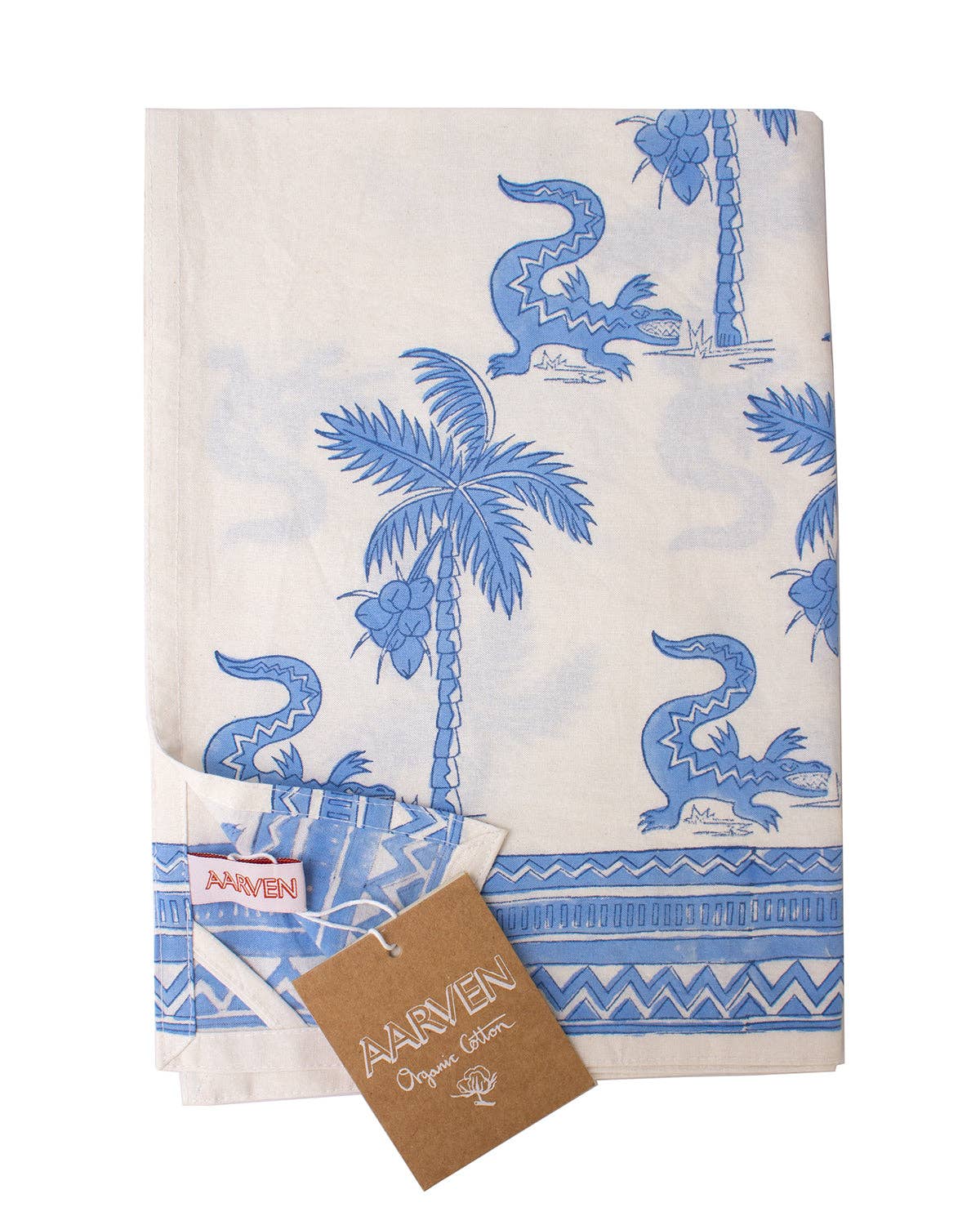 Indian Organic Cotton Tea Towel 'Crocodile'