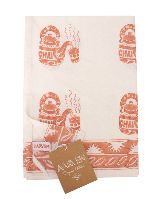 Indian Organic Cotton Tea Towel 'Chai Pot'