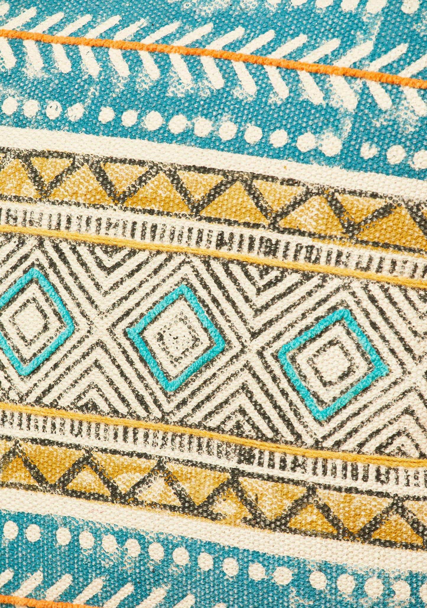 Kota Blockprint Embroidery Cushion Cover, 50 X 50cm