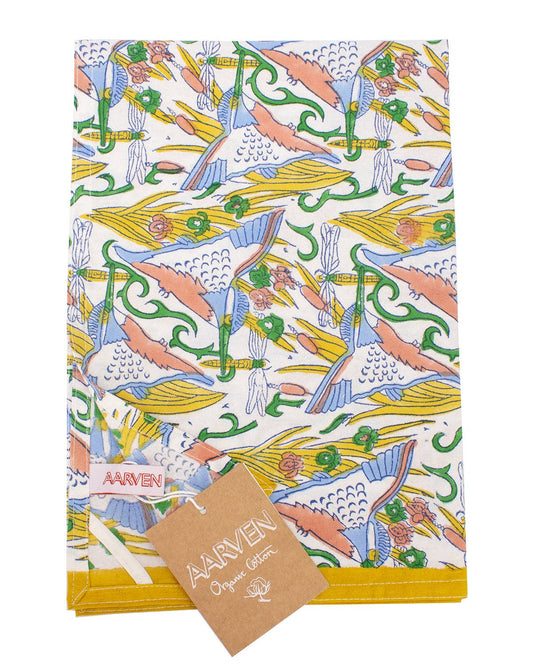Indian Organic Cotton Tea Towel 'Kingfisher'