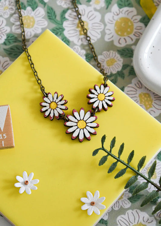 Daisy Chain Necklace - Wood
