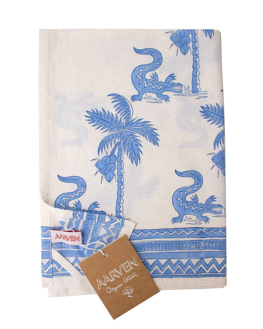 Indian Organic Cotton Tea Towel 'Crocodile'