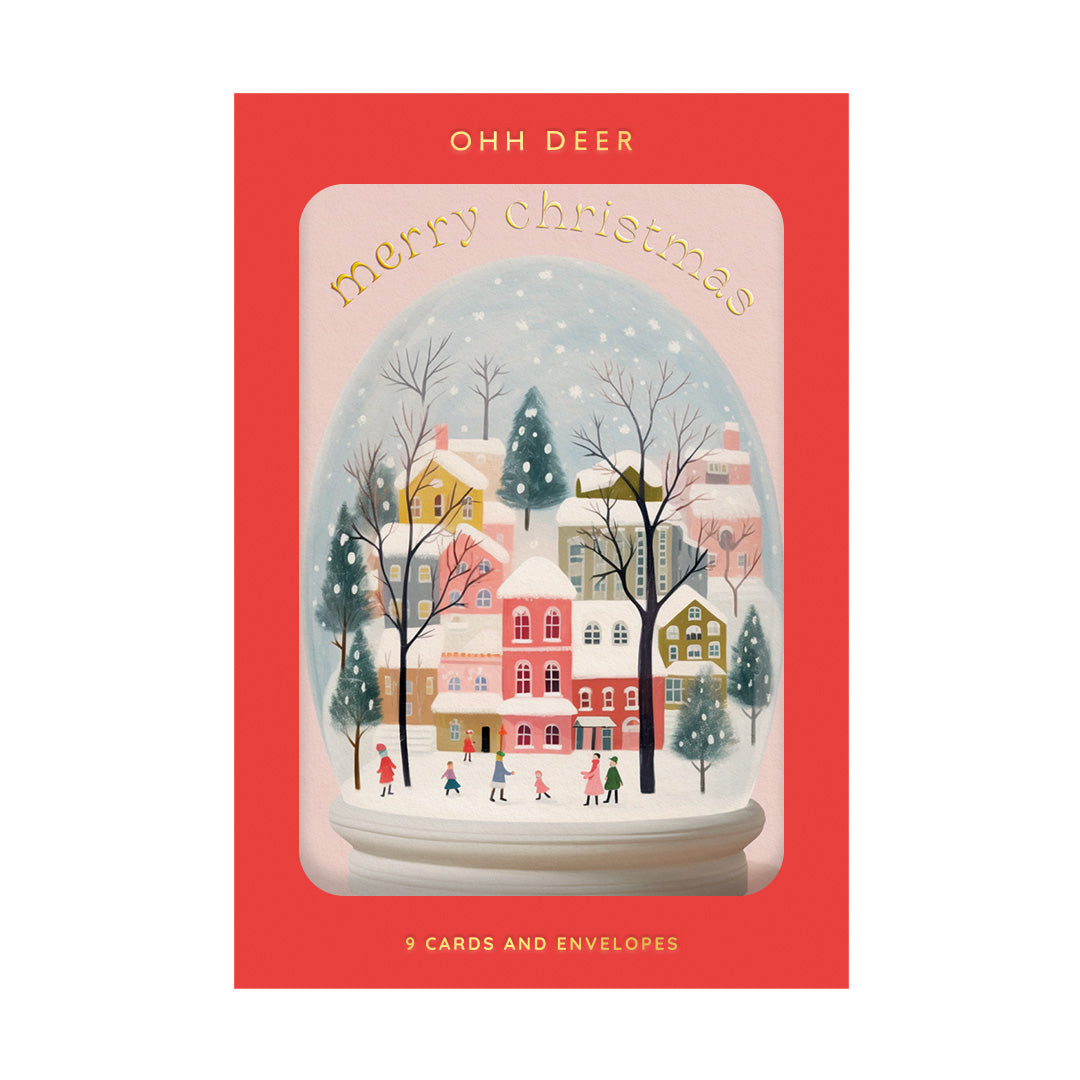 Merry Christmas Snowglobe Packs of 9 Cards (11575)