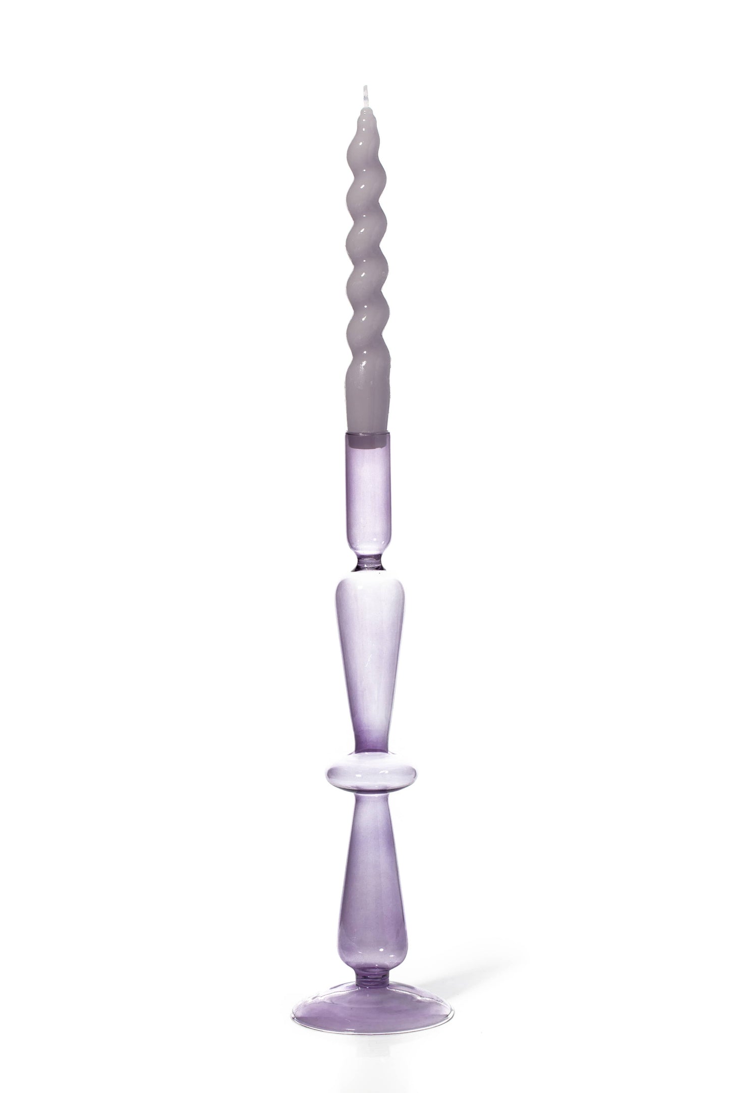 Maegen Taper Holder - Coloured Glass - Lilac
