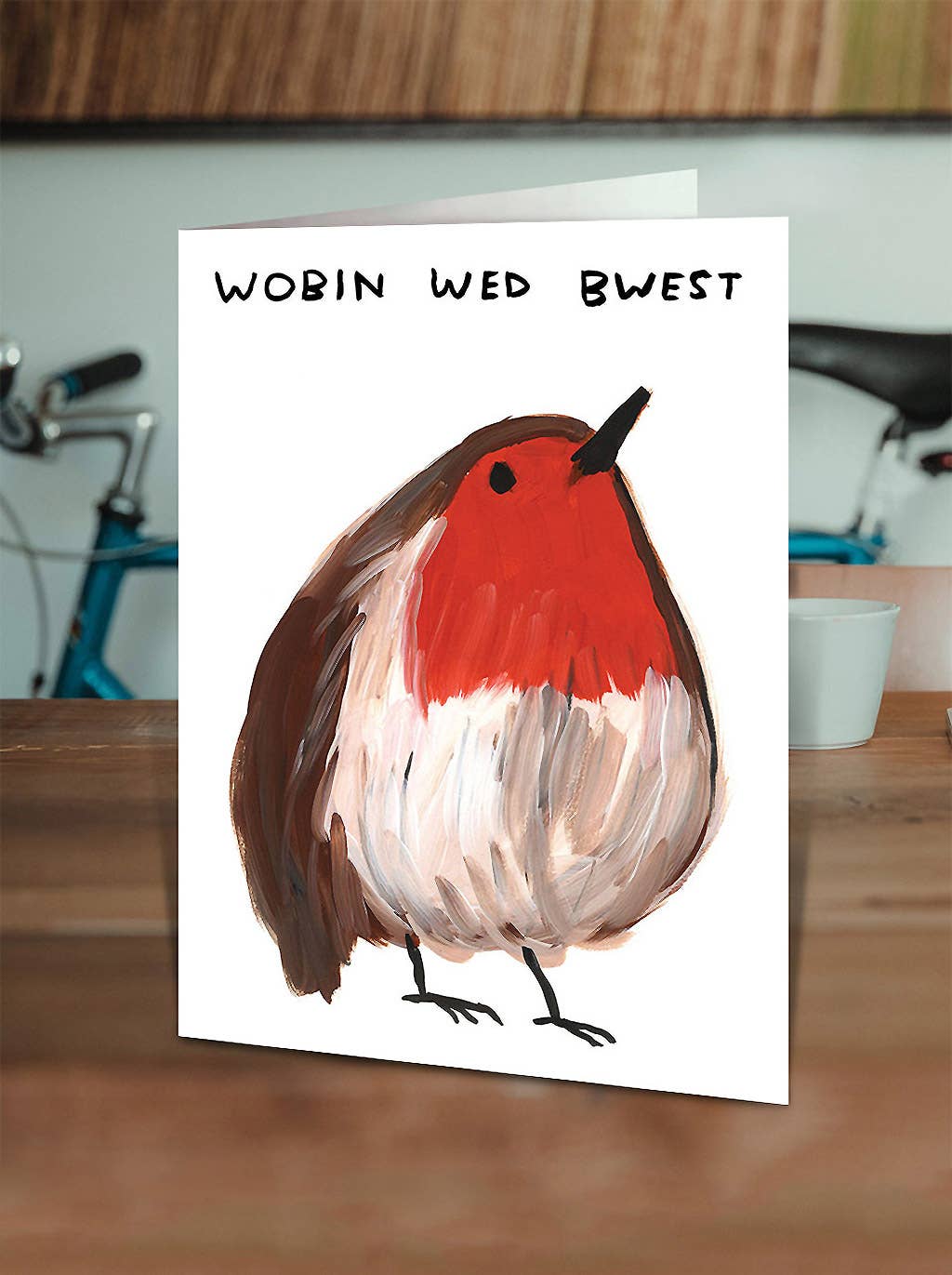 David Shrigley Funny Christmas Card - Wobin Wed Bwest