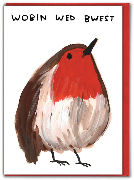 David Shrigley Funny Christmas Card - Wobin Wed Bwest