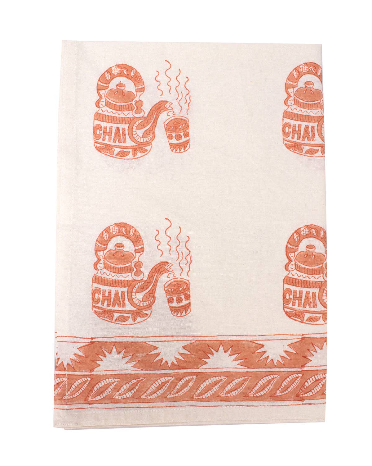 Indian Organic Cotton Tea Towel 'Chai Pot'