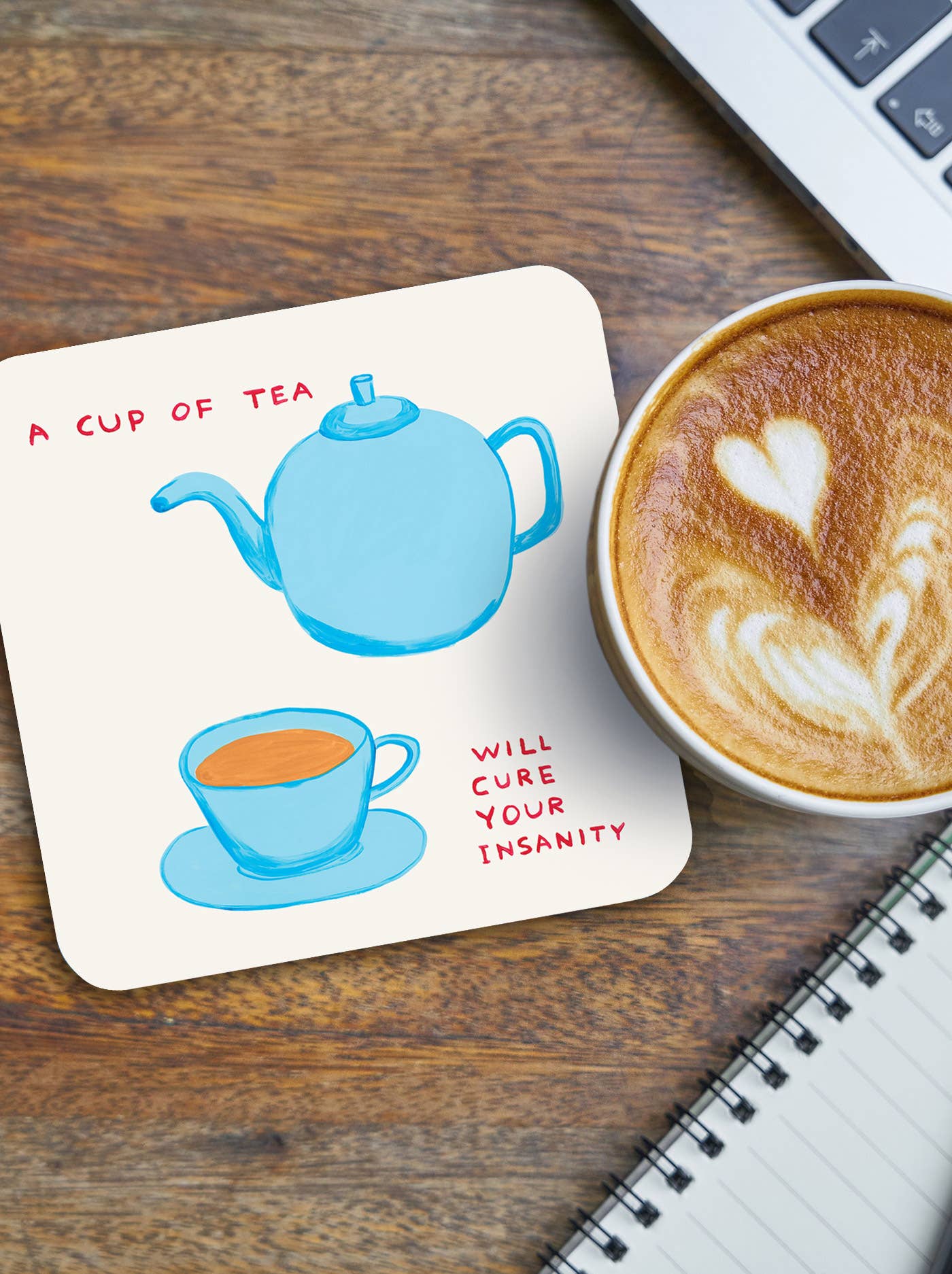 Funny Gift David Shrigley Coaster - Cup Of Tea